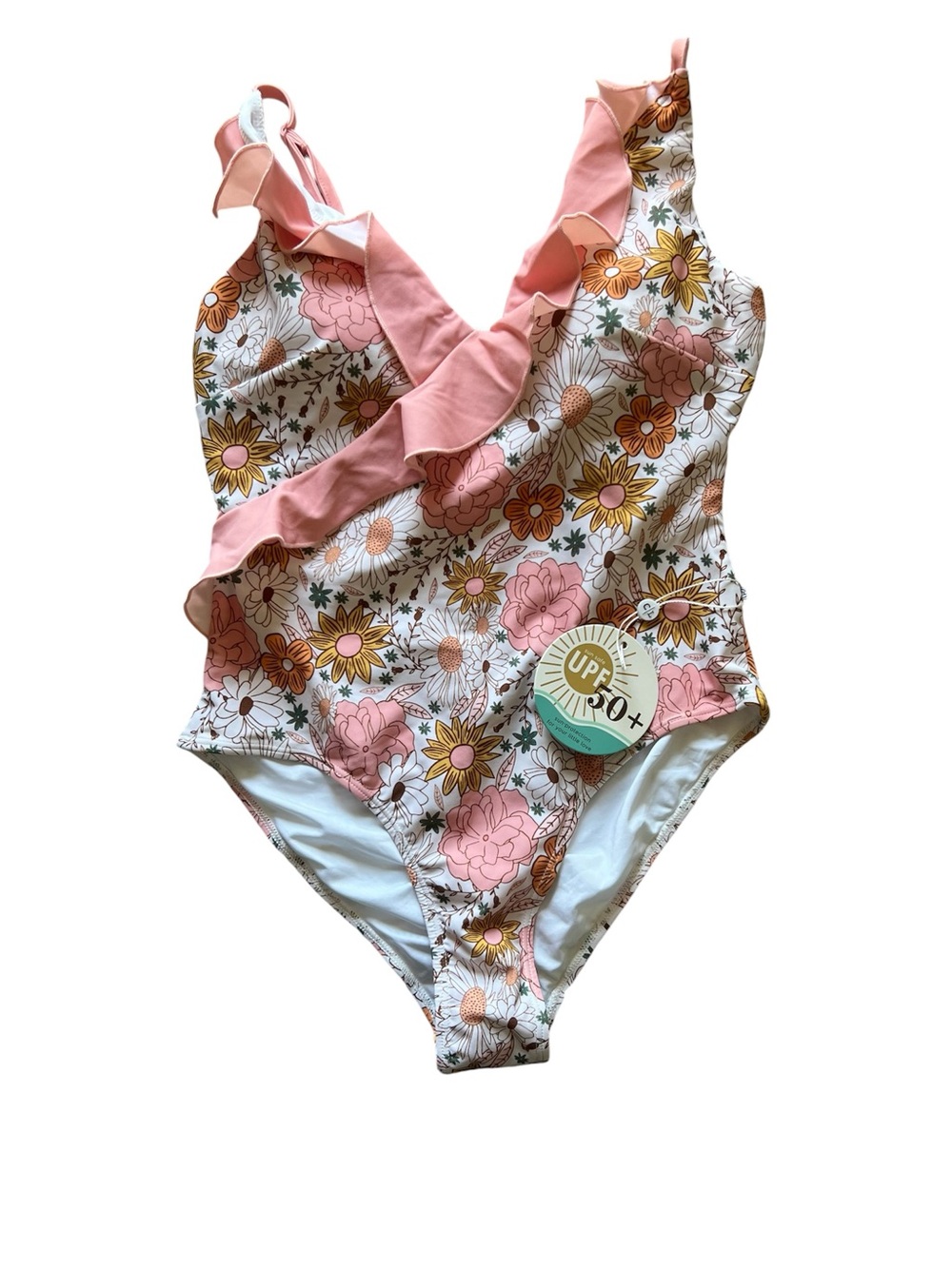 Caden Lane Women’s One-Piece Ruffled Swimsuit Sunshine Daisy | Medium NWT